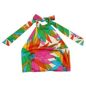 Maison D'Amelie Paris Women's Floral Print Tie Neck Crop Top, Size M, NWT